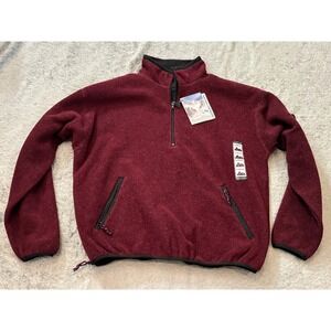 Outersport OT 2000 Tech Fleece Pullover Mens Large Burgundy 1/4 Zip Jacket NWT